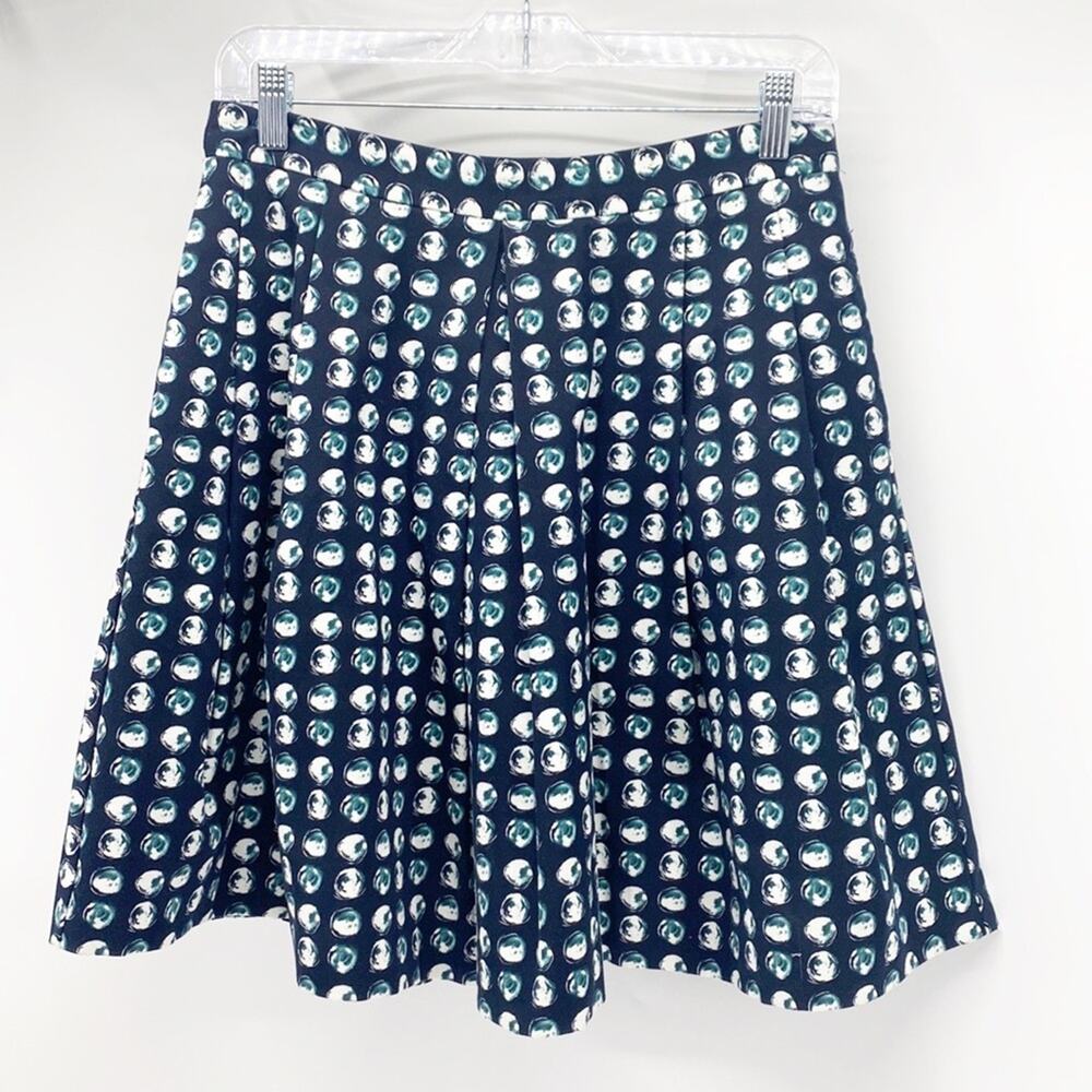 Banana Republic Geometric Watercolor Pleated Skirt blue green nautical size 4